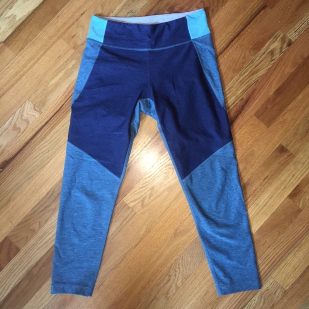 Outdoor Voices Blue Two Tone Kneecap Leggings